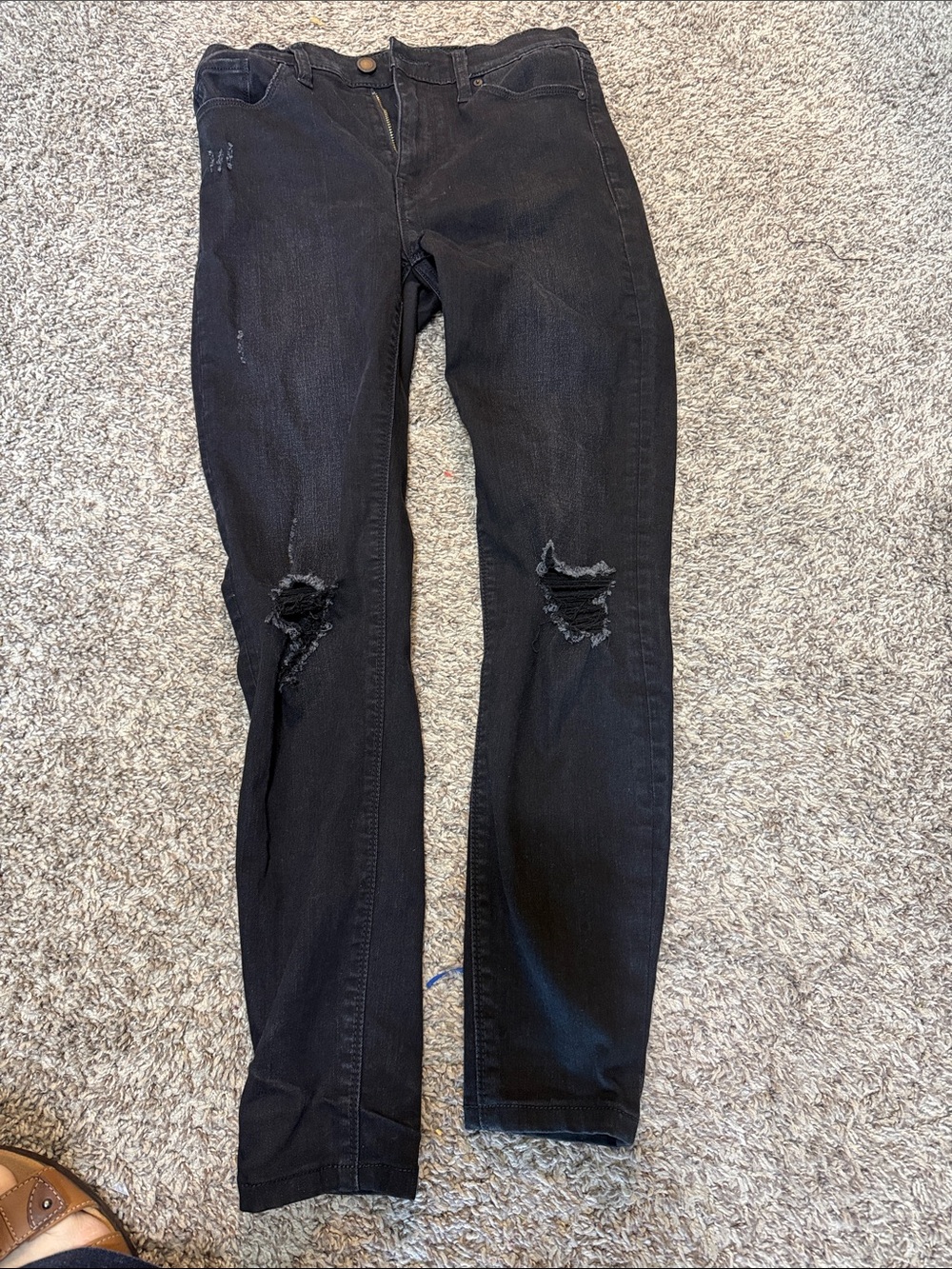 Hudson Jeans Black Barbara Super Skinny Distressed Knee Jeans